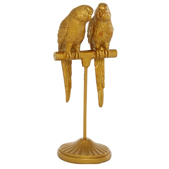 Gold Resin Country Cottage Bird Sculpture, 9&#x22; x 3&#x22; x 3&#x22;